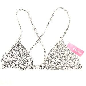 Xhilaration Junior's Ribbed Leopard Animal Print Bikini Swim Top L  (8-10) New!